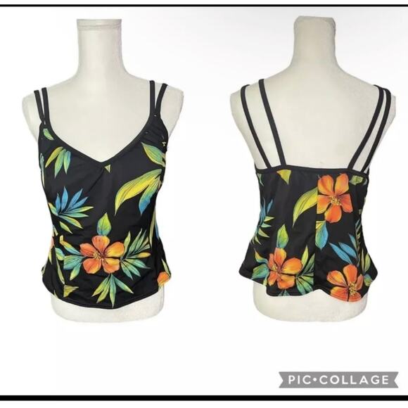 Miraclesuit Malibu Tankini Swim Top Tropical Tagged Size 16W Fits Medium Large - Picture 1 of 12